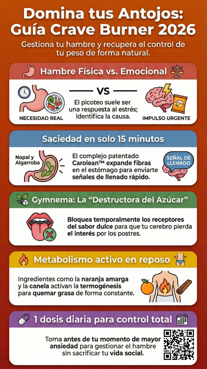 Cómo controlar el picoteo entre horas en España Guía Crave Burner 2026